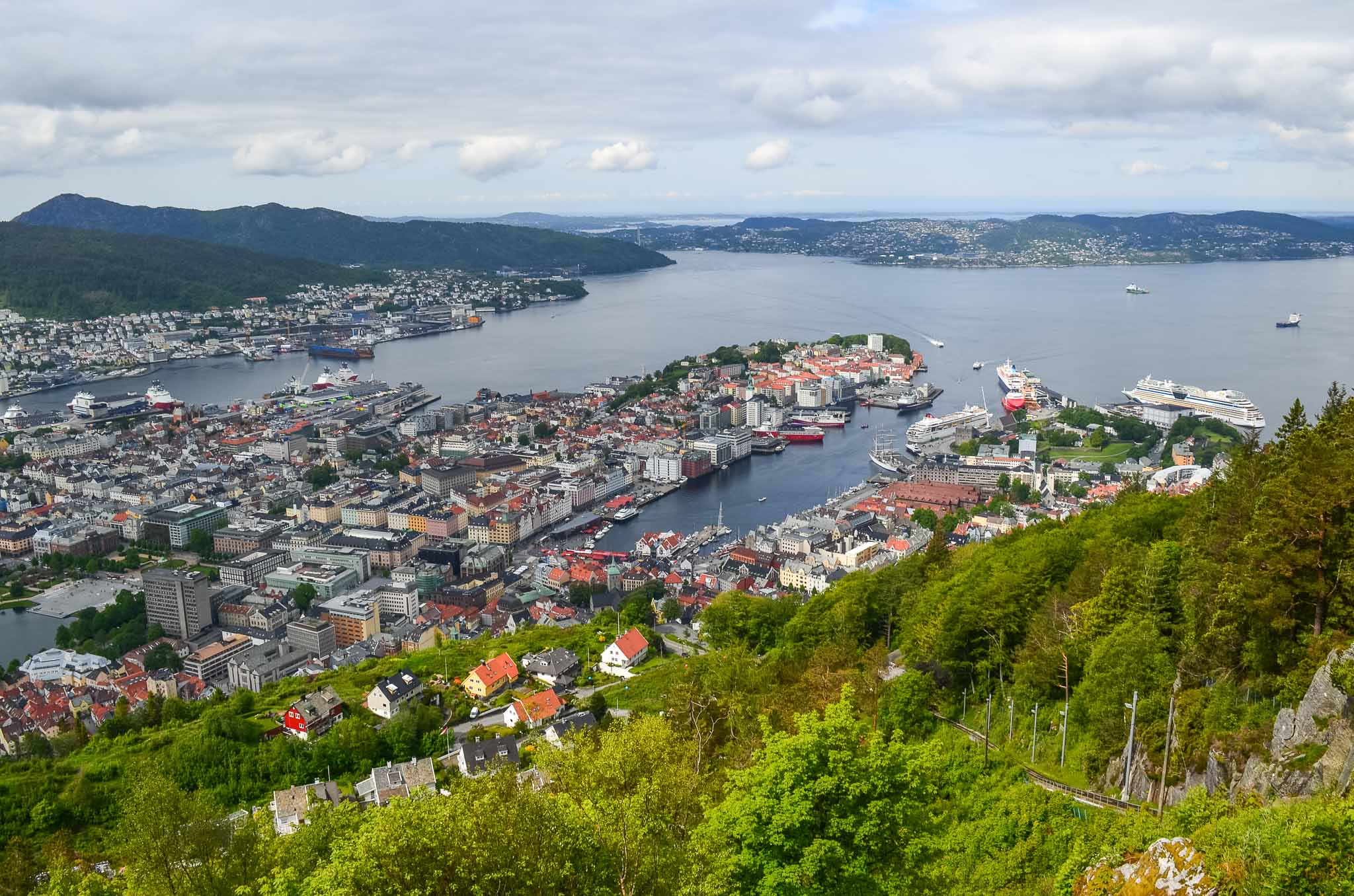 De stad Bergen in Noorwegen