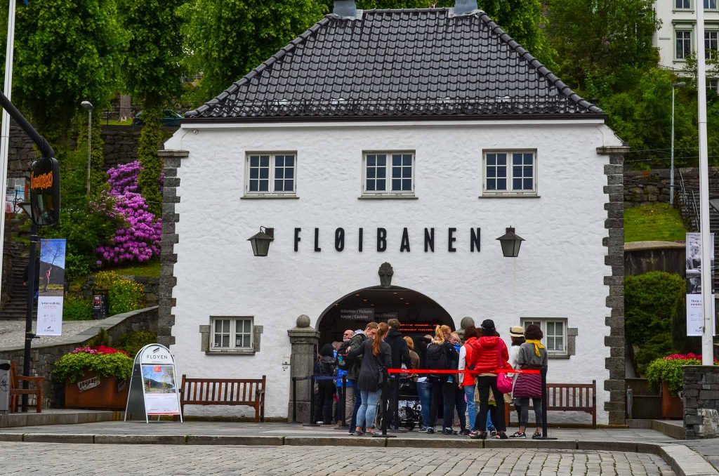 Kabelbaan  Fløibanen in Bergen Noorwegen