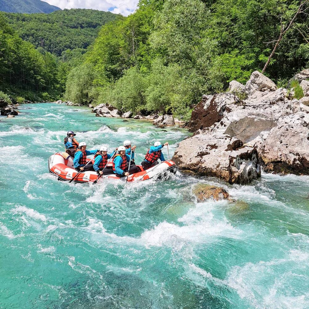 Raften op de Soča rivier