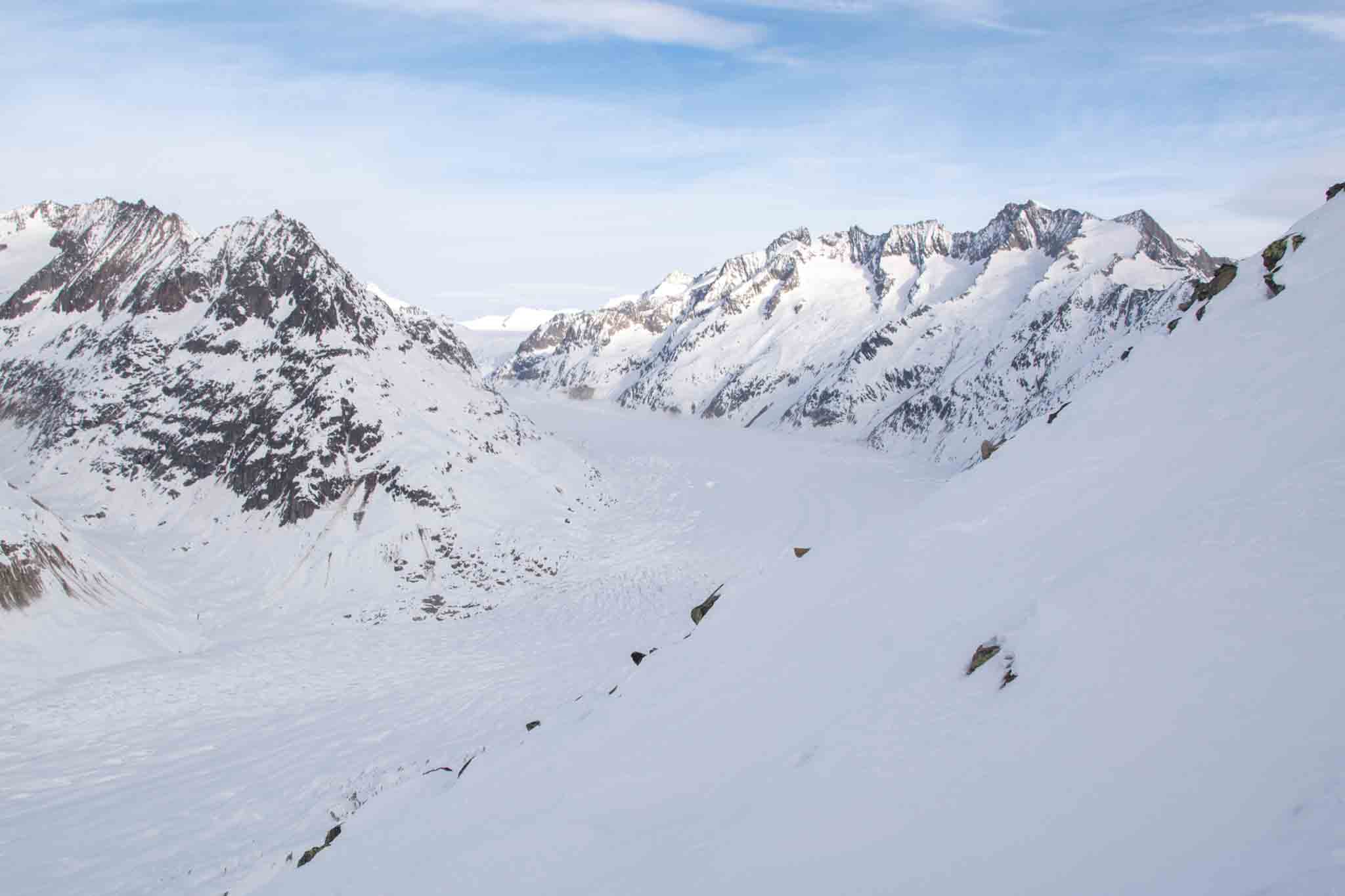 Uitzicht op de Aletsch Gletsjer in Aletsch Arena