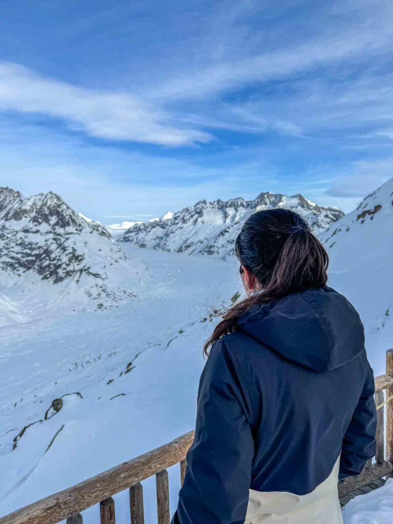 Uitzicht op de Aletsch Gletsjer in Aletsch Arena